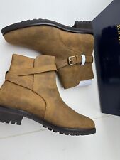 NEW POLO RALPH LAUREN BRYSON BOOTS MID CUT - COWBOY/BIKER ANKLE BOOT - TEAK UK10