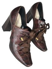 Women’s Emporio Armani Shoes Block Heels Lace Up Brown EUR 35 U.K. 5 Boxed