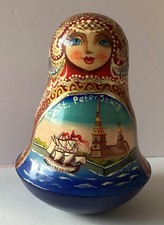 Vintage Russian Roly Poly Tumbler Chiming Doll Kuzmina St Petersburg 9cm tall