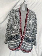 Papaya cotton blend cardigan XL loose knit casual blue white red Aztec Navajo