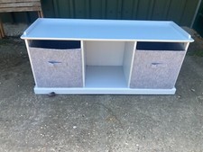 GLTC Grey Painted MDF Storage Unit Toy Box with Fabric Baskets Chest of Drawers