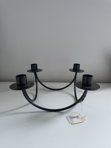 Black metal curved candle - metal,