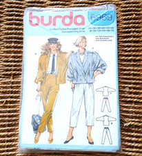 Vintage 1980s Burda Sewing Pattern 6969 Boxy Batwing Jacket Trousers 8 - 18