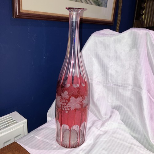 Bohemian glass decanter - glass, ruby