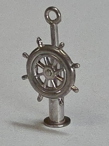 Sterling silver ship helm - silver, ~
