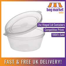 2oz Hinged Lid Sauce Pots Clear Plastic Containe for Takeaway Paint Wax Deli Tub