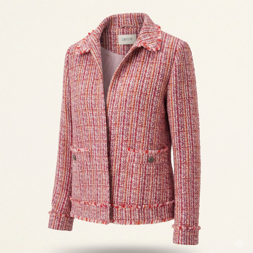 Pink tweed boucle jacket - pink,
