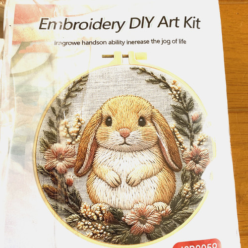 Rabbit bunny embroidery - rabbit, kit