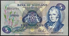 Bank of Scotland, 1990, Five Pounds Bank Note