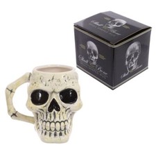 ANCIENT 3D SKULL HEAD GOTHIC HALLOWEEN COFFEE MUG CUP NEW IN GIFT BOX PUK