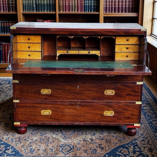 Mahogany campaign secretaire - mahogany,