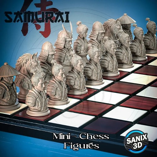 Samurai chess set - chess, 3d