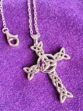 Celtic Cross Pendant Necklace Sterling Silver