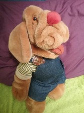 Vintage 1980s GANZ Bros Wrinkles Dog Plush Toy Hand Puppet 17" ID Tag 9568896