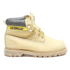 CAT Colorado Mens Lace-Up Boots Beige Leather UK 6 Workwear Durable Comfort