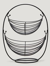 Black Wire Basket Swing Two Tier Vegetable Fruit Storage Rack Stand  Homeware