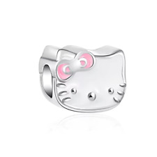 Hello Kitty Charm 925 Silver Fit Original Bracelet Europe Cute Cartoon Doll