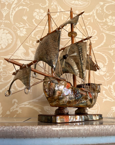 Vintage abalone shell sailing - vintage,
