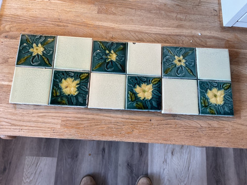 Antique fireplace tiles - x,
