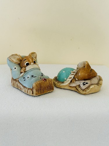 Pair handpainted stoneware - handpainted,