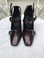 Burgundy Patent Leather Italian Heeled Shoes Size 5 