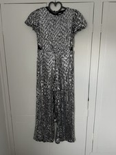 Lipsy Girls Sequin Silver Jumpsuit Playsuit Party Size Age 9 (8-9) Height 134cm