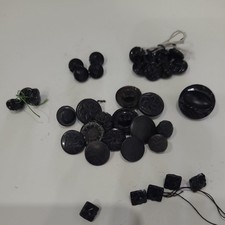 Collection of Victorian French Jet Black Glass Carved Buttons. some sets.