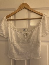 Hollister Women's White Cropped Top XS