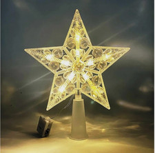 15 cm LED Glowing Star Tree Topper Xmas Tree Decoration Home Party UK .NEW