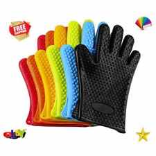Silicone oven Gloves Heat resistant easy care 4 different types in 9 colours UK