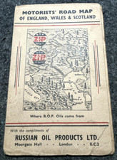 VINTAGE MOTORISTS' ROAD MAP OF ENGLAND, WALES & SCOTLAND RUSSIAN OIL LTD
