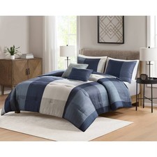 5pc Queen Plaid Bedding Set