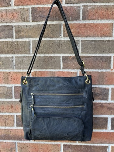 Bueno black leather crossbody - black,