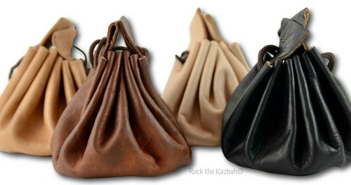 Small leather drawstring pouch - drawstring,