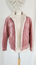 Topshop Rose Pink Cotton Courdory Aviator Style Oversized Denim Jacket Size 6-8 