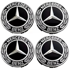 4x Mercedes Black Alloy Wheel Centre Hub Caps 75mm A B C E S M Class ML CLA GLA