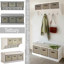 Tetbury bench and hanging shelf, extra strong storage baskets.Hallway furniture