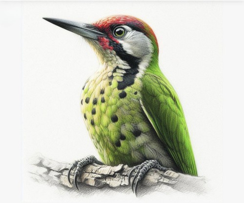 Green woodpecker card - green, in