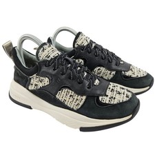 Ted Baker Womens Black White Leather and Tweed Trainers Size UK 5 EU 38 US 7