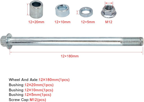 12mm 180mm front - 180mm, axle