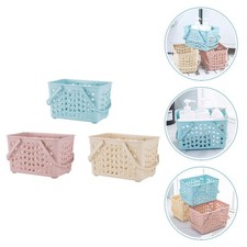  3 Pcs Imitation Rattan Woven Snack Storage Basket Desktop Organizer Case