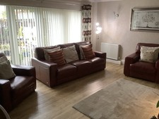 Red Leather 3 Piece Suite