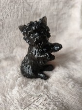 Homemade Resin Yorkie Yorkshire Terrier Dog Ornament Figurine In Black Gift Idea