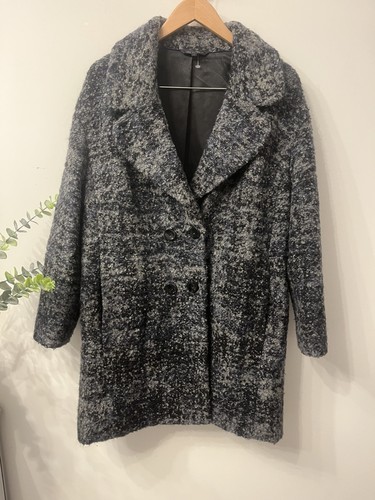 Grey black navy boucle - black,
