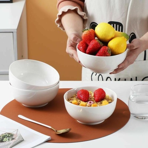 White cereal bowls set - white,