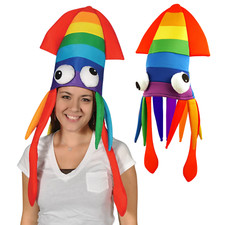 Rainbow Squid Hat for Adults