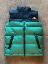 RARE North Face Gilet Small Green & Blue Bodywarmer Vest 1992 Nuptse 700 Down