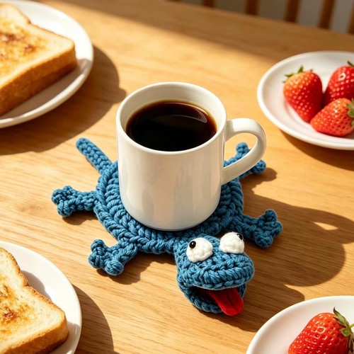 Crochet lizard coaster - lizard, animal