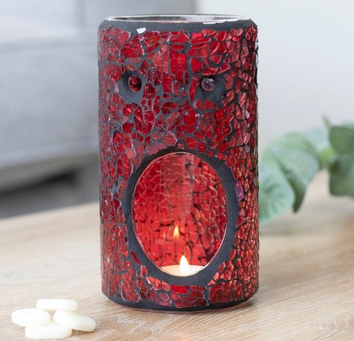 Red crackle glass pillar oil - crackle,