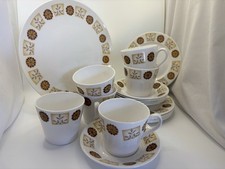 Vintage Retro Royal Vale Brown  bone china Tea set  with cake plate